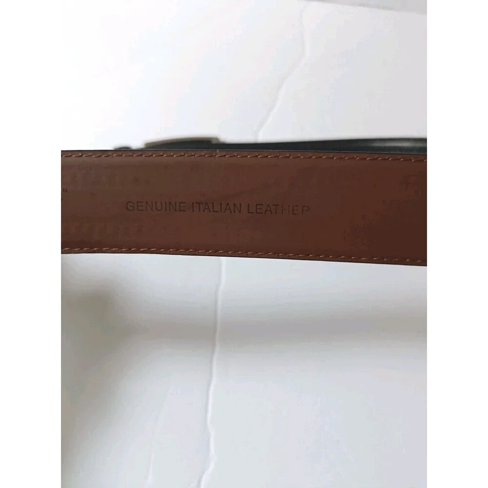 Handmade Italian Leather Belt Men's 40 Black Reversible